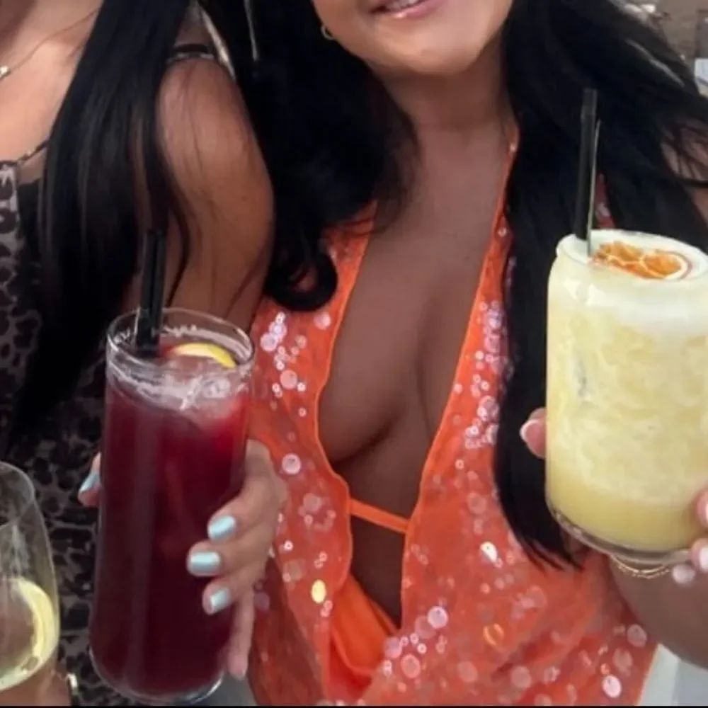 Orange Sequin Halter Top